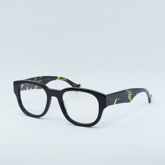 💯 NEW GUCCI GG1429O 003 BLACK/GREEN HAVANA EYEGLASSES